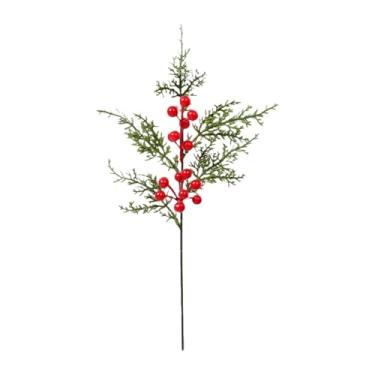 Imagem de ESSMOKO Decoração de mudas de plantas de Natal artificiais, acessórios de plantas decorativas de frutas vermelhas