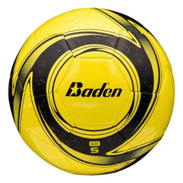 Imagem de Baden Bola de futebol Z-Series – Tamanho 3, 4 ou 5 – Bola durável costurada à máquina para brincadeiras ao ar livre, acampamentos, prática e treinamento – Capa acolchoada com bexiga reforçada (amarelo