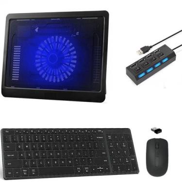 Imagem de Teclado, Mouse, Suporte Cooler Hub 4 Notebook Gigabyte Preto - BD Net