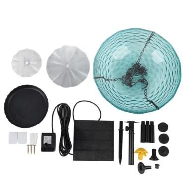 Imagem de Banho de pássaro solar Fonte de plásticos resistentes Plásticos pendurados Bath Bubbler Fountain Bird Alimentador para varanda de varanda de jardim ao ar livre (Azul)