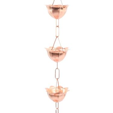 Imagem de Asixxsix Cadeia de Chuva de Lótus, Metal Lindo Som Funcional e Decorativo Bell Rain Chains, Decoração Rústica de Cobre, Calha de Reposição de Calha de Chuva, para Drenagem Externa (Tipo de pétala)