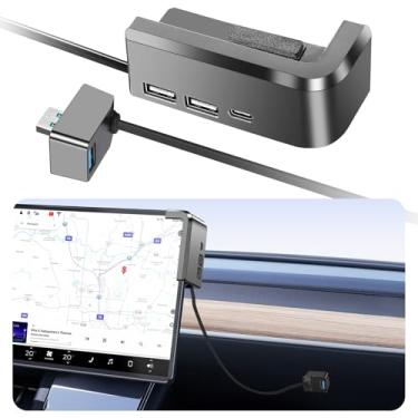 Imagem de DGXWLLW Hub USB para Tesla Model Y Juniper 2025 2026 Model 3 Highland 2024 2025, porta-luvas para estação de ancoragem de tela, expansor USB 3.0 para Dashcam Flash Drive, carregamento, transferência