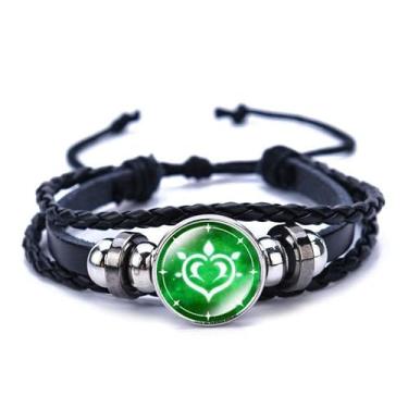 Imagem de CACALOSS Pulseira Time Gem Feng Shui Thunder Fire Pulseira masculina e feminina, joia verde em forma de coração, One Size, Liga de aço, Sem Pedra Preciosa