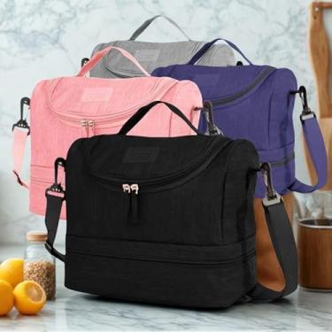 Imagem de Bolsa Térmica para Marmita com 2 Compartimentos para Trabalho, Lancheira Unissex Funcional e Prática, Leve Almoço e Lanches de Forma Organizada e Econômica, Ideal para Escritório - Rosa