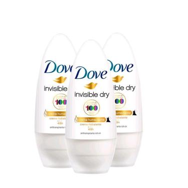 Imagem de Kit Desodorante Roll On Dove Invisible Dry 50ml - 3 unidades