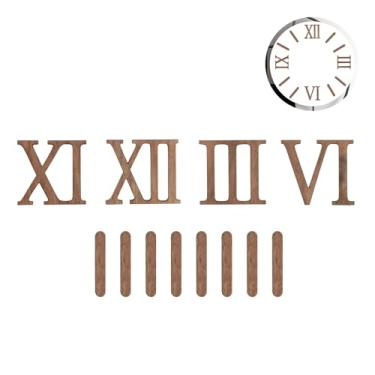 Imagem de MovFlax 1 conjunto de relógio de madeira números romanos autoadesivo para decoração de arte de casa/substituição, números de substituição de relógio (diâmetro do painel aplicável - 30,5 cm, pacote, 1)