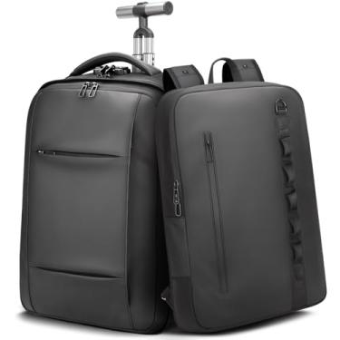 Imagem de Mochila de transporte removível 2 em 1 – dividida em duas bolsas para viagem, mochila com rodas de 55 L com capa acolchoada para laptop de 43 cm, portas de carregamento USB, trava TSA, mala de bagagem