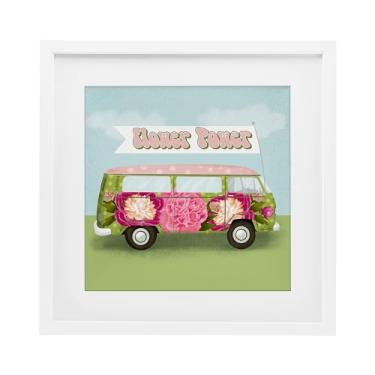 Imagem de Stupell Industries Impressão emoldurada branca Flower Power Peony Bus design sob vidro por Jilly Jack Designs, 33 x 33