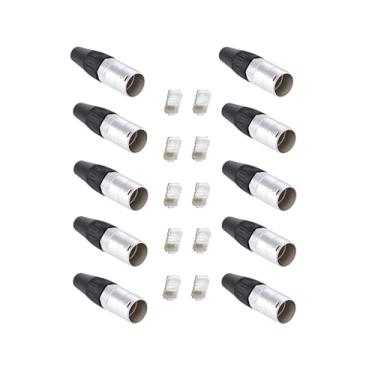 Imagem de 10 Conector Plug Ethercon RJ45 Macho Rede Xlr Net + Clip RJ45 CAT6
