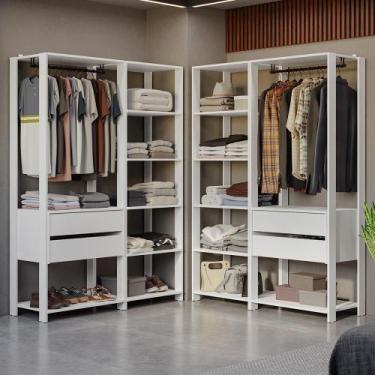 Imagem de Guarda-roupa Closet Modulado 4 Gavetas 258 Cm Valencia Madesa 04 Branc