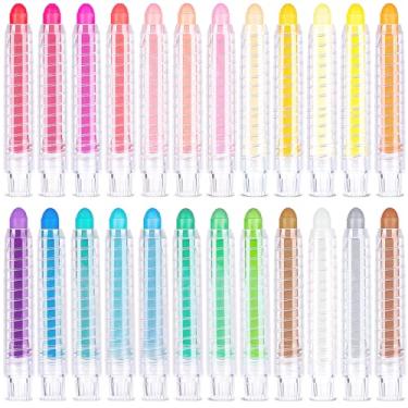 Imagem de ZHBDMGK Giz de calçada para crianças, 24 cores, lavável, sem poeira, com suporte de plástico para quadro-negro, desenho, escrita, brinquedos, lembrancinhas de festa