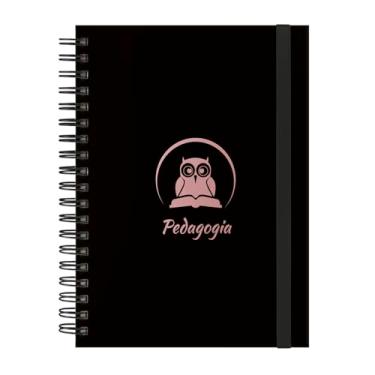 Imagem de Caderno Colegial Plus 12 Matérias Profissões Pedagogia (Preto e Rosê)
