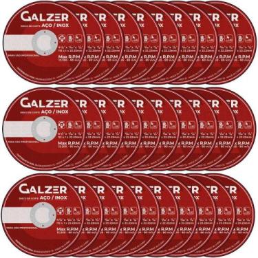 Imagem de Kit 100 Disco de corte fino Aço/Inox 4.1/2 - Galzer