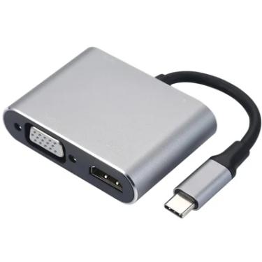 Imagem de Conversor Fy Multifuncional 4 Em 1, USB Tipo-C Até 4K Resolução, Para HD+VGA+USB 3.0+PD