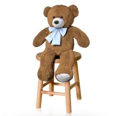 Imagem de ALEPLUSH - Urso De Pelúcia P 50cm Com Laço - Mel Com Azul Bebê