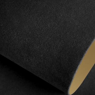 Imagem de Livelynine Papel de parede de veludo 15,8 x 197 papel de parede preto texturizado tecido de veludo autoadesivo forro de gaveta de veludo para armário de cômoda rolos de feltro com suporte adesivo