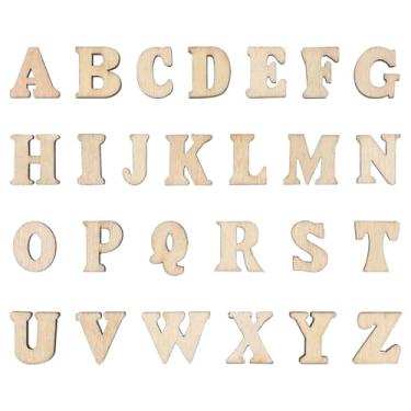 Imagem de VILLCASE 200 Peças De Mini Letras Do Alfabeto Madeira, Fatias Madeira Inacabadas, 0,6" Az, Peças, Kits Educacionais Ortografia Faça Você Mesmo Para Artesanato, Decoração Casa