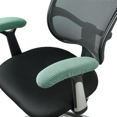 Imagem de Msiud Capas de braço para cadeira de escritório, almofadas de apoio de braço, cotovelos, antebraços, capas elásticas resistentes à sujeira, poltrona, poltrona, cobertura, lavável, elástico, protetor