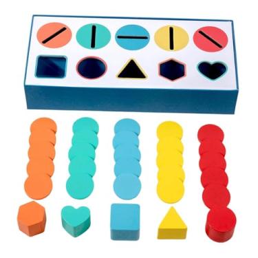 Imagem de menolana Brinquedo classificador de formas e cores, brinquedos Montessori, coordenação olho-mão educacional, caixa de classificação de madeira, brinquedo
