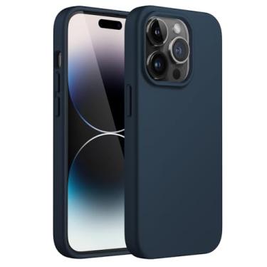 Imagem de JETech Capa de Silicone para iPhone 14 Pro 6,1 Polegadas, Case Protetora para Corpo Inteiro com Toque Suave e Sedoso, Capinha à Prova de Choque com Forro de Microfibra (Marinha)