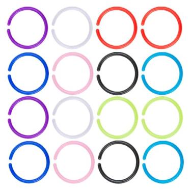 Imagem de 16 peças 20 g argola colorida flexível para nariz, anéis de nariz de plástico para cirurgia, brincos de nariz transparentes dobráveis bioplásticos, retentores de narina, joias para mulheres e homens