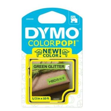 Imagem de Fita gliterizada DYMO para rotulador LM (12mm x 3m) preto/verde