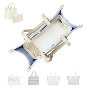 Imagem de ArcDiary Inserção organizadora de bolsa, bolsa macia e sedosa com 8 tamanhos, serve para Longchamp, Neverful, Gyard e mais bolsas (Médio, creme)