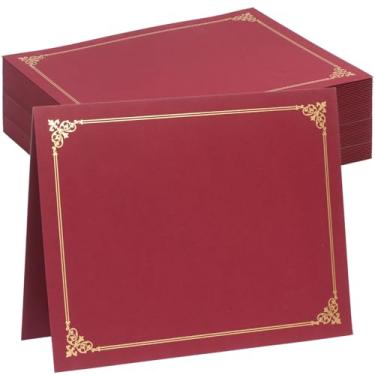 Imagem de Porta-certificados, capas de diploma borda de folha dourada, para certificados de tamanho carta 21 x 27 cm, cartolina, papéis de documentos, vinho (25)