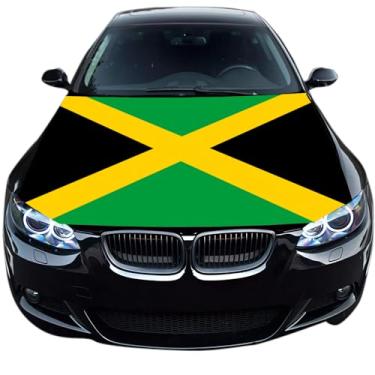 Imagem de Capa de capô de carro com bandeira da Jamaica de 1,2 x 1,5 m, banner de capô de carro, elástico de poliéster elástico, ajuste universal, capas de capô automotivo patriótico, presentes patriotas