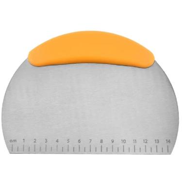 Imagem de Cortador Pizza Manual Espatula Misturador Massas Paes Tortas Verdura Em Inox Com Regua Medidas