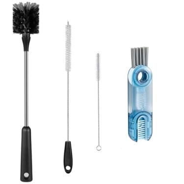 Imagem de Escova de mamadeira, escova de limpeza de mamadeira de aço inoxidável com canudo e escovas de tampa para garrafas de água esportivas, xícaras, canecas de café, copos, copos e decantadores de vinho