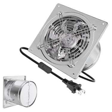 Imagem de HYZHANHONG Exaustor de ventilação de aço inoxidável, exaustor de alto fluxo de ar de 10 polegadas, ventilador de parede industrial comercial de 100 W, baixo ruído para cozinha