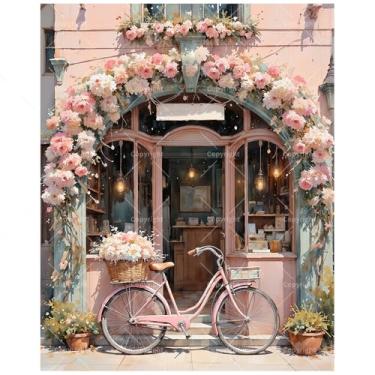 Imagem de Kit de pintura por números de livraria florescendo para adultos - Pintura frontal de loja DIY em tela 40,6 x 50 cm, conjunto de tinta acrílica, adequado para iniciantes, ideal para decoração de casa