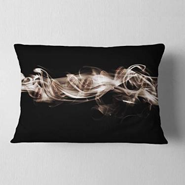 Imagem de Designart Fractal White Smoke' Contemporâneo Lombar sala de estar, sofá, almofada de alta qualidade + capa de almofada impressa em ambos os lados 30,5 x 50,8 cm