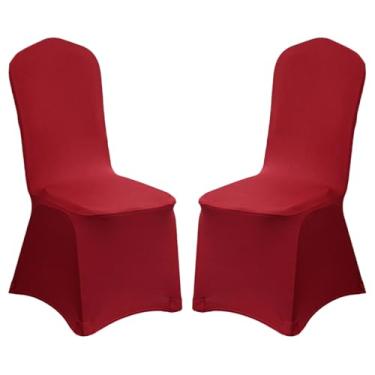 Imagem de Pacote com 2 capas de cadeira dobráveis de elastano elástico, capas removíveis para cadeiras, protetores universais, com bolso elástico para os pés, para festa de casamento, banquete, celebração