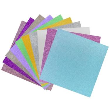 Imagem de Sonjade Papel de cartolina com glitter, papéis brilhantes sem derramamento, recortes de artesanato e projetos faça você mesmo, papel brilhante para fazer cartões, 30 x 30 cm, 10 folhas, 250 g/m2