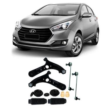 Imagem de Bandeja + Bieleta + Kit Batente Hyundai Hb20 CLimitador Dianteiro 2016 Até 2019 O Par