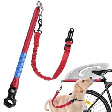 Imagem de Coleira de bicicleta para cães, mãos livres, rotação de 150° integrada, com absorção de choque, coleiras retráteis para ciclismo, suporte de nylon elástico ajustado para carro, corda de cinto de