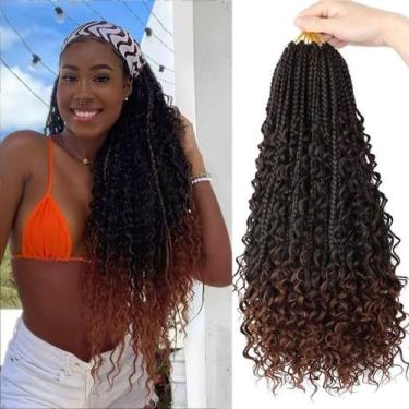 Imagem de Crochet Hair LYCSOU Goddess Box Braids de 18 polegadas para mulheres n