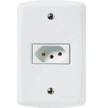 Imagem de Tomada 3p 10a Lux2 Tramontina - Conjunto Branco - Placa Modular - Parafusos Inclusos