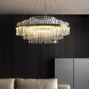 Imagem de Lustre LED moderno, luzes pendentes de cristal em cascata reguláveis com controle remoto, luminária pendente para quarto, sala de jantar, corredor, hall, luminária suspensa, lâmpadas de lust
