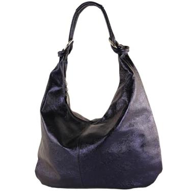 Imagem de modamoda de - 337 - Bolsa de ombro de couro hobo shopper, Azul violeta metálico