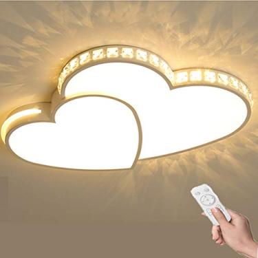 Imagem de Luminária de teto infantil, luminária de teto com controle remoto regulável, moderna, led, criativa, acrílico, formato de coração, lustre, sala de estar, decoração de quarto infantil, ilumin