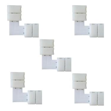 Imagem de Kit 5 Conector L Emenda 10mm 2 Vias Fita Led 5050 3528