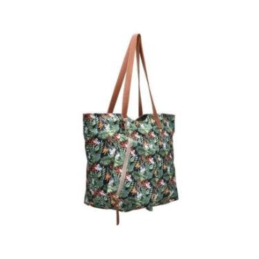 Imagem de Bolsa Grande Feminina + Necessaire Tecido Impermeável Alça de Ombro Sacola Praia Fechamento Zíper-Feminino