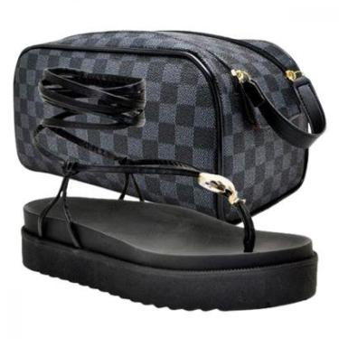 Imagem de Kit Sandália Feminina Papete com Bolsa Necessaire Conforto para Seus Pés Praticidade para Seu Dia-Feminino