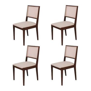 Imagem de Conjunto com 4 Cadeiras de Jantar Estofada Suellen em Madeira e Mdf Ca