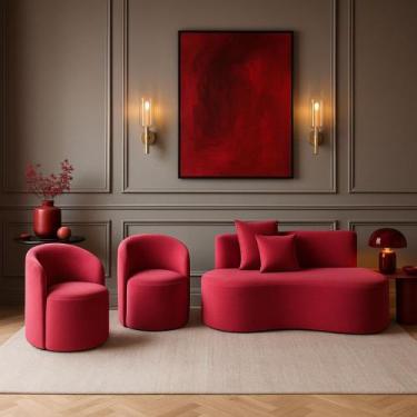 Imagem de Conjunto Decorativo 02 Poltronas + Sofá Curvo Orgânico Nature Gaia Vel