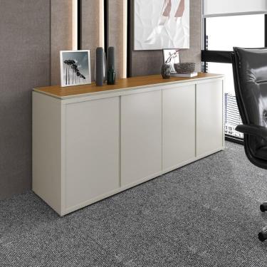 Imagem de Buffet Aparador Com 4 Portas Para Escritório 180cm Tundra - Off White E Freijó