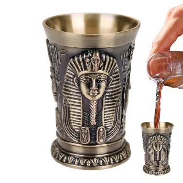 Imagem de Pequenos Copos para Shot | Liga De Zinco 30ml Ferramenta De Bebida Vintage Egípcia | Copos para Shot Fixes - para Homens Halloween Tequila Whisky Natal Família Amigos Festa Casa Feriado Fim de Semana